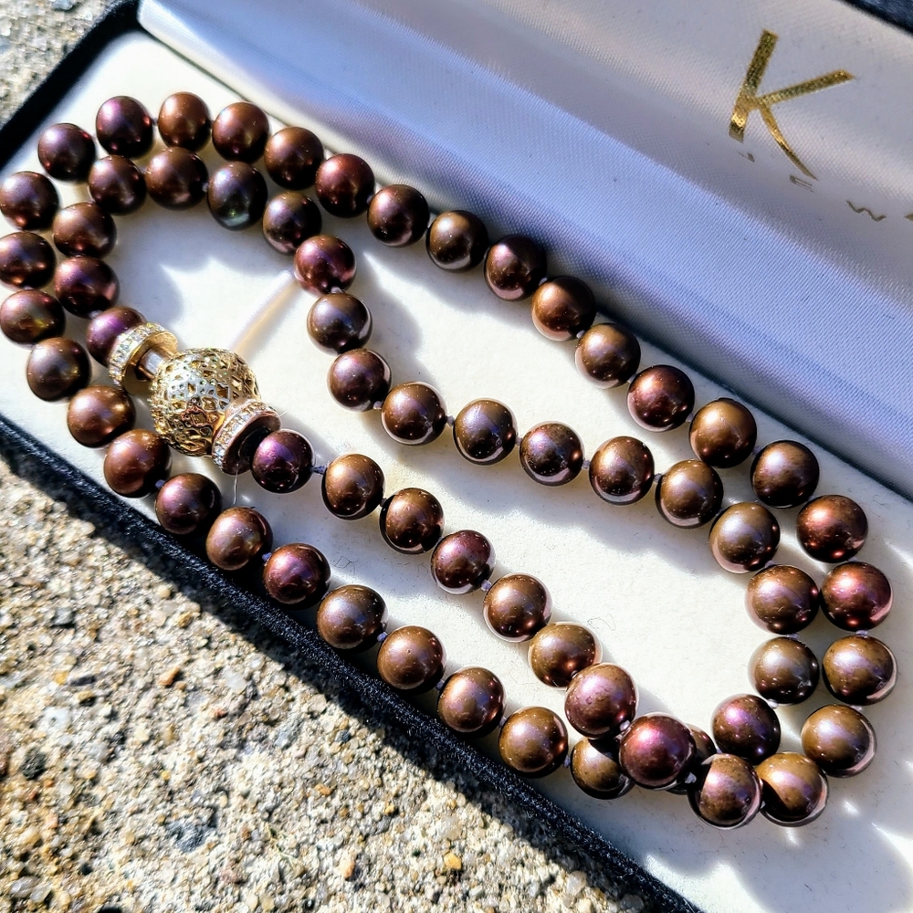 Vintage Princess Length Chocolate Pearls